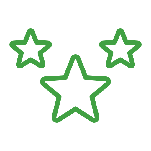 Green star icon representing high customer satisfaction and quality service, used by Toronto Car Wraps to highlight positive reviews and brand trust.