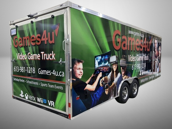 Games4u custom video game truck trailer wrap designed by TorontoCarWrap.com for event marketing in Toronto