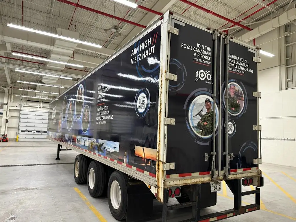 Custom vinyl trailer wrap for Royal Canadian Air Force by Toronto Car Wrap – military recruitment graphics on commercial trailer in Toronto, Ontario