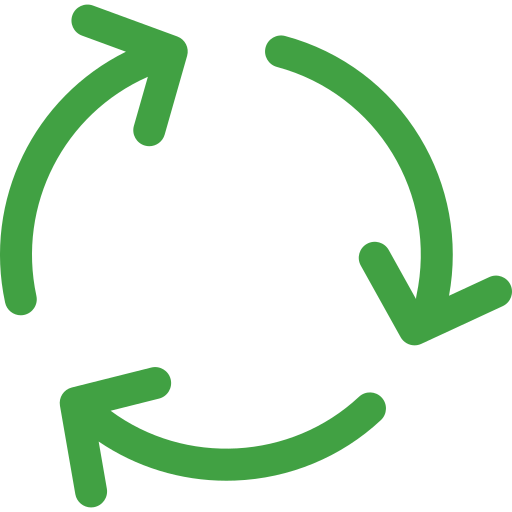 Green circular arrows icon representing car wrap removal, replacement, and sustainability in Toronto
