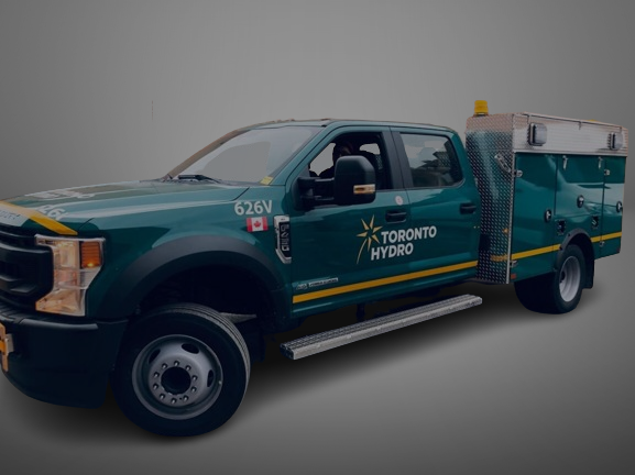 Toronto Hydro fleet truck with full custom vinyl wrap by TorontoCarWrap.com – commercial vehicle wraps Toronto