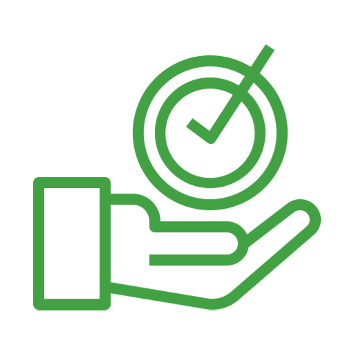 Icon of an open hand with a checkmark, symbolizing trusted service, quality assurance, and reliable results from Toronto Car Wraps.